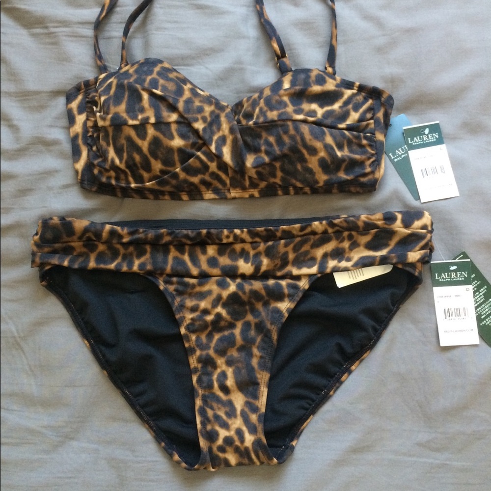 Lauren Ralph Lauren Animal Print Bikini - Black and Brown